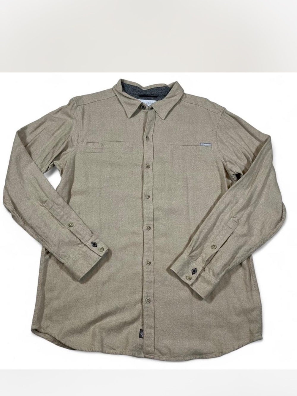 Columbia men's long-sleeve button-down flannel shirt Size L Beige